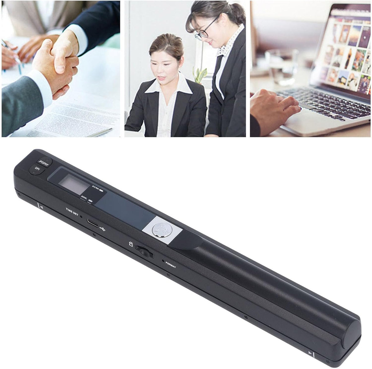 Draagbare Scanner, Handscanner voor A4-documenten/foto/foto's/bon, 900DPI Mobiele Handscanner in Kleur, PDF/JPG-formaat, USB 2.0, Wanddocumentscanner, 8,27 Inch (BLACK)