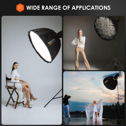 Parabolische Softbox 60 Cm – Lichtvormer – Fotolicht – Videolicht – Studiolicht – Snelsluiting – Dubbele Diffusers En Afneembaar Honingraatrooster