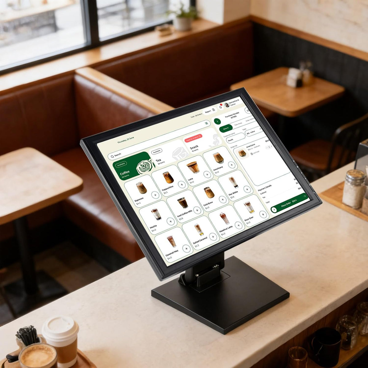 Portable monitor | mobile monitor | touchscreen | 17 inch touchscreen monitor | 1280x1024 resolution | resistive 4-wire | USB/VGA connection | For POS/cash register/hospitality | incl. pen & power - QUORE