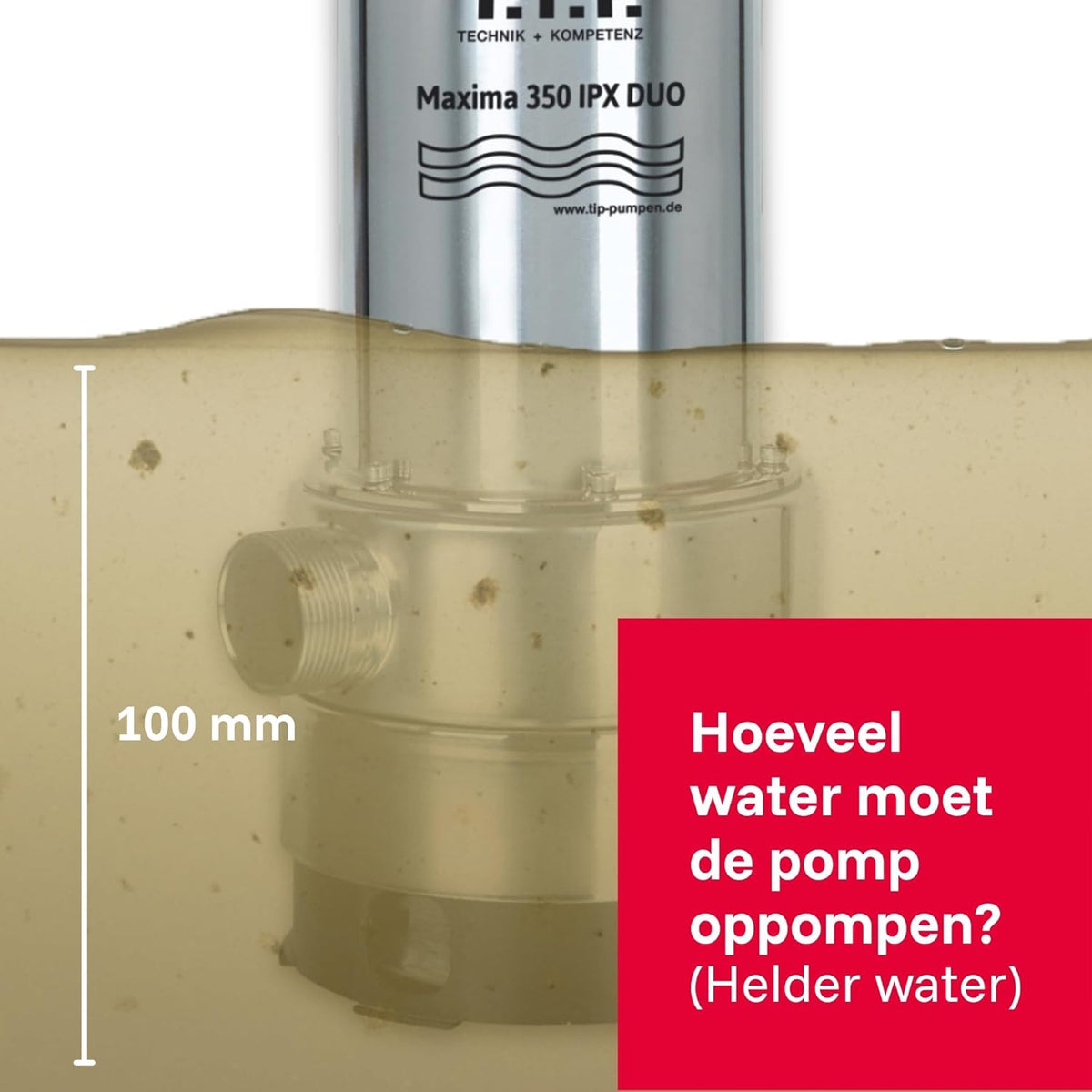 Vuilwaterpomp – Dompelpomp – Waterpomp – Drainagepomp – Noodpomp – Uitschuifbare Pompvoet – Vlakke Aanzuiging 1 Mm – 800 W – 20.000 L/uur – Max. Opvoerhoogte 8 M