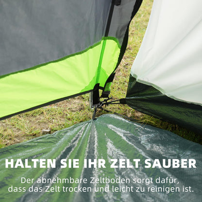 Tunneltent voor 4 personen, tipi-tent, grote campingtent met slaapcabine, 3000 mm waterdichte familietent, huistent met 3 ingangen, glamping-tent met afneembare tentbodem