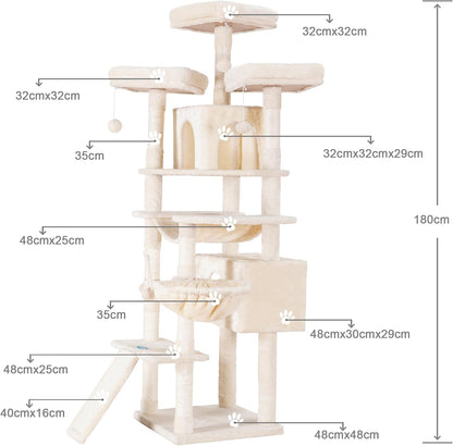Krabpaal XXL – Kattenboom – Krabmeubel – Klimpaal – Speelpaal – Voor Grote Katten – 180 cm Hoog – Stabiel Met Sisal Touw