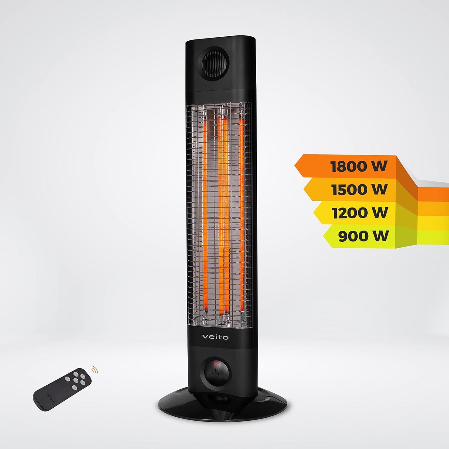 VEITO CH1800RT - Infraroodverwarming - warmtestraler energiebesparend - directe warmte overal - staand apparaat - elektrisch - terrasverwarming met afstandsbediening - elektrische verwarming -1700 W