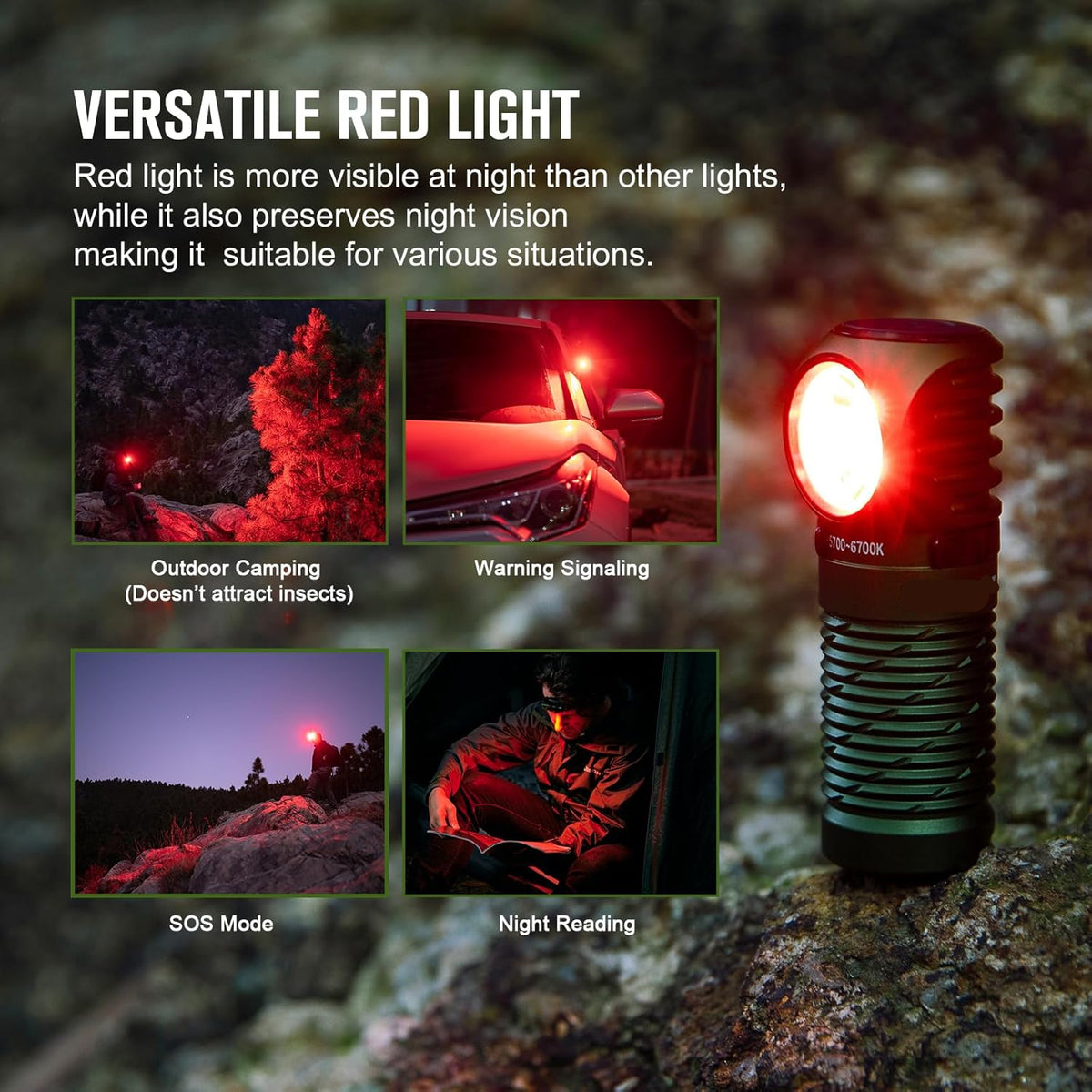 Koplamp - Hoofdlamp - Oplaadbare Zaklamp - Multifunctionele - met Rood Licht - 2 Mini Koud Wit LED - 1100Lm - 50m Lichtbereik - voor Kamperen - Hardlopen - Wandelen - Speleologie - Noodgevallen - 650mAh - IPX8 - Groen