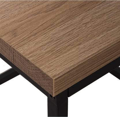 DRW Hoektafel van hout en metalen poten met MDF + melamine en PVC in naturel en zwart, 50 x 50 x 50 cm