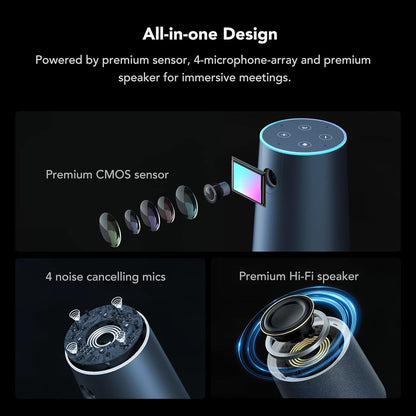 NEARITY C45 2K Webcam voor videoconferenties met luidspreker en microfoon, all-in-one videocamera met ruisonderdrukking, FHD 5X Zoom AI Auto-Framing Plug-and-Play voor Zoom/Teams/Google Meet