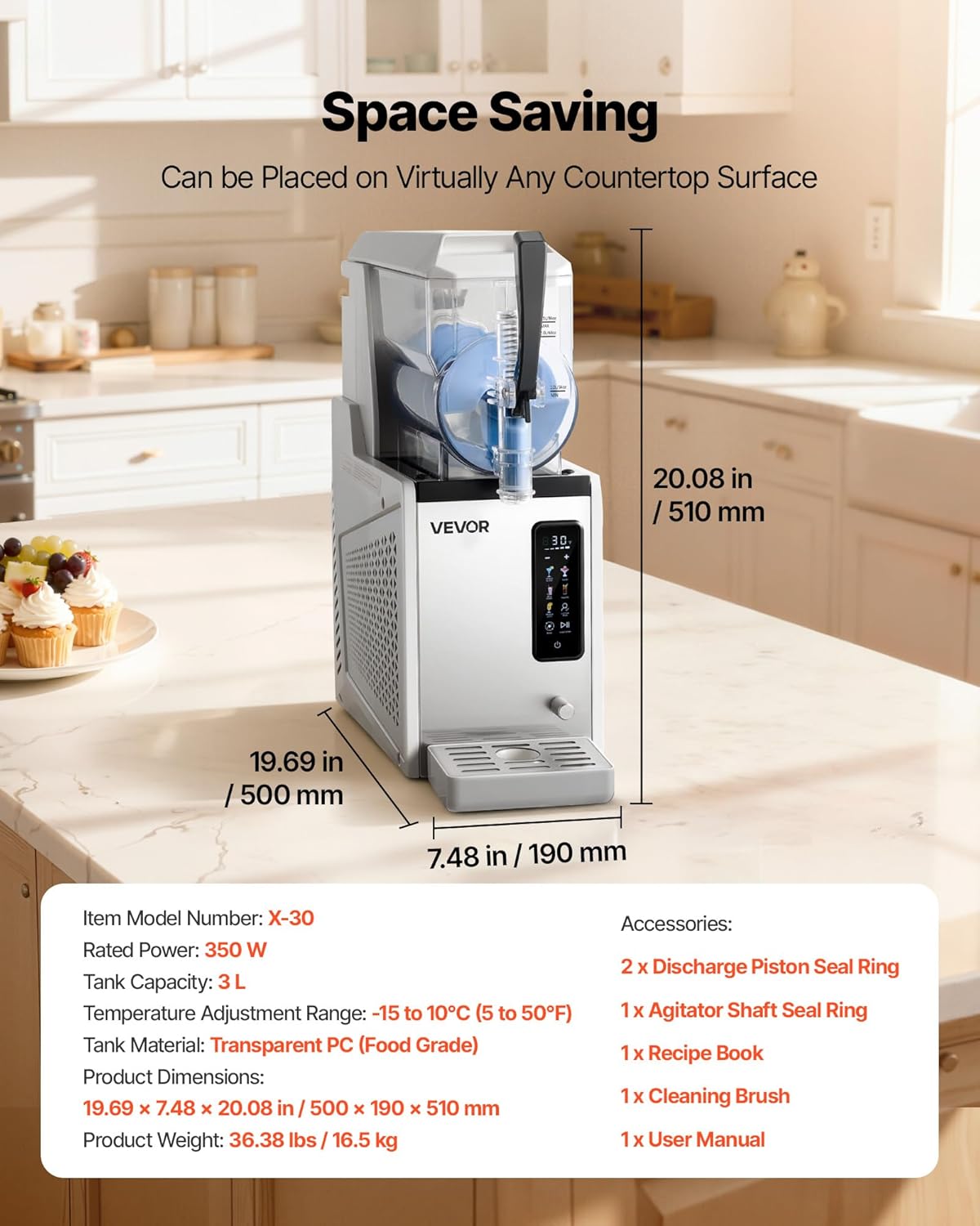 Slushmachine – Slushmaker – IJsdrankmachine – Milkshakemachine – Granitamachine – 3 Liter Enkele Tank – 350 W Met Zelfreinigende Functie