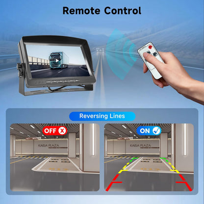 Achteruitrijcameraset, 9-inch LCD-monitor met 2 AHD-achteruitrijcamera's, IP69 waterdicht, nachtzicht met 10 m + 10 m kabel, voor auto's, pick-ups, vrachtwagens, kleine campers, campers DC12V-35V