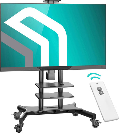 ONKRON Gemotoriseerde TV Beugel op Wielen voor 50" - 86" Scherm, Mobiele TV Standaard met TV Lift tot 90.9 kg - Vloerstandaard Televisie Lift Max VESA 800x500/TV Lift Elektrische Kast TS1881E-B Zwart
