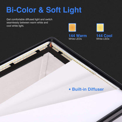 Led-videoverlichting – Led-paneel – Videolicht – Studiolamp – Fotolamp – Set Van 2 Dimbare Tweekleurige 18 Inch Panelen Met Statieven En Afstandsbediening – 3200K Tot 5600K – CRI97+ En Tot 4800 Lux