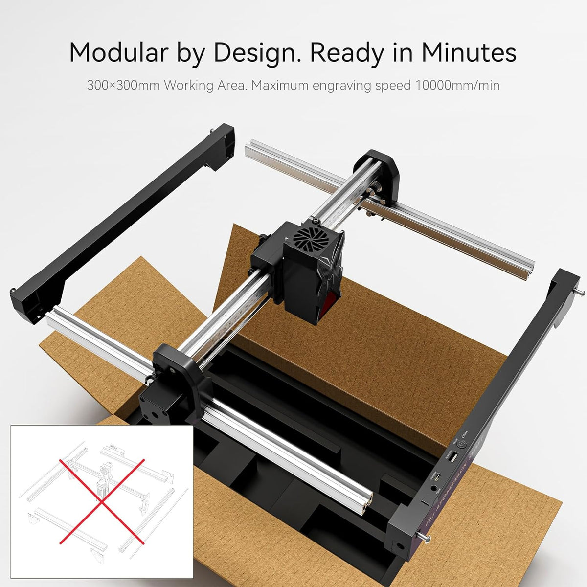 ATOMSTACK 12 W Laser Engraving Machine Swift 12 W Series Laser Cutter 0.01 mm Engraving Area 300 × 300 mm High-Precision Laser Cutter for Wood and Metal, Dark Acrylic Robust Software Support