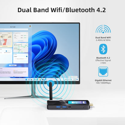 MeLE PCG02 Fanless Mini PC Stick, Celeron J4125 8GB 128GB Micro Desktop Computer Stick, Ondersteuning voor HDMI Wi-Fi5 Gigabit Ethernet, BT4.2 op Zakelijke Kantoor Industriële IoT Media Thuis