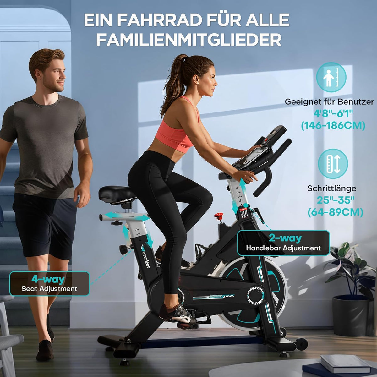 Hometrainer – Fitnessfiets – Fitnessbike – Indoor Bike – Ergometer – Bluetooth Monitor – Stil en Soepel Met Verstelbare Zitting - QUORE
