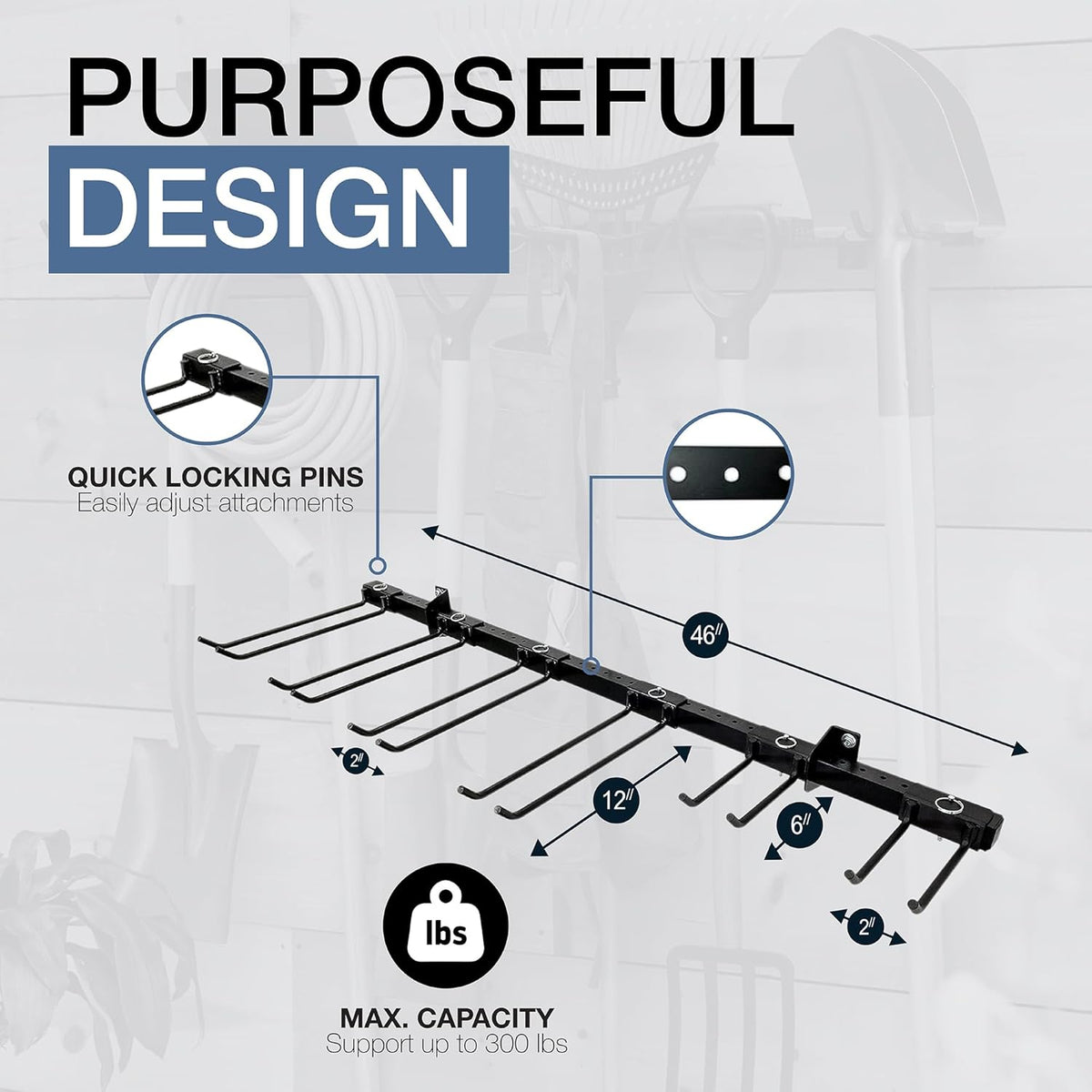 StoreYourBoard Gereedschap opbergrek, Max, wandmontage gereedschap voor thuis en garage, stalen tandwielhanger