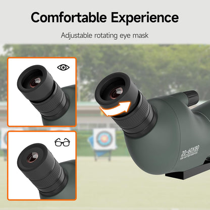 Svbony SV28 Spotting Scope 20-60X80, BAK4 Prism MC Optiek Monoculair met Statief Telefoon Adapter 45 Gebogen Oculair Spotting Scope voor het observeren van vogels