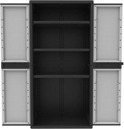 Terry Jumbo Cab 2900 Qblack, Spacious 2-door cabinet, 3 internal adjustable shelves - 89.5 x 53.5 x 180 cm - QUORE