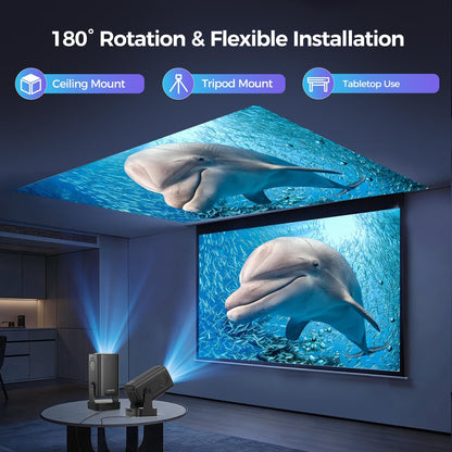 Magcubic Mini Projector 4K met Native 1080P, Draagbare Projector met Android, Autofocus & Keystone-correctie, WiFi 6 & Bluetooth 5.4, 5W Luidspreker, 180° Rotatie, Projector voor Slaapkamer HY310
