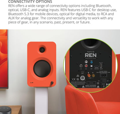 Actieve Stereospeaker Set – Speakerset – Stereospeakers – TV Speakers – Boekenplankspeakers – Set Van 2, Mat Oranje – 200W Vermogen – HDMI ARC Met CEC