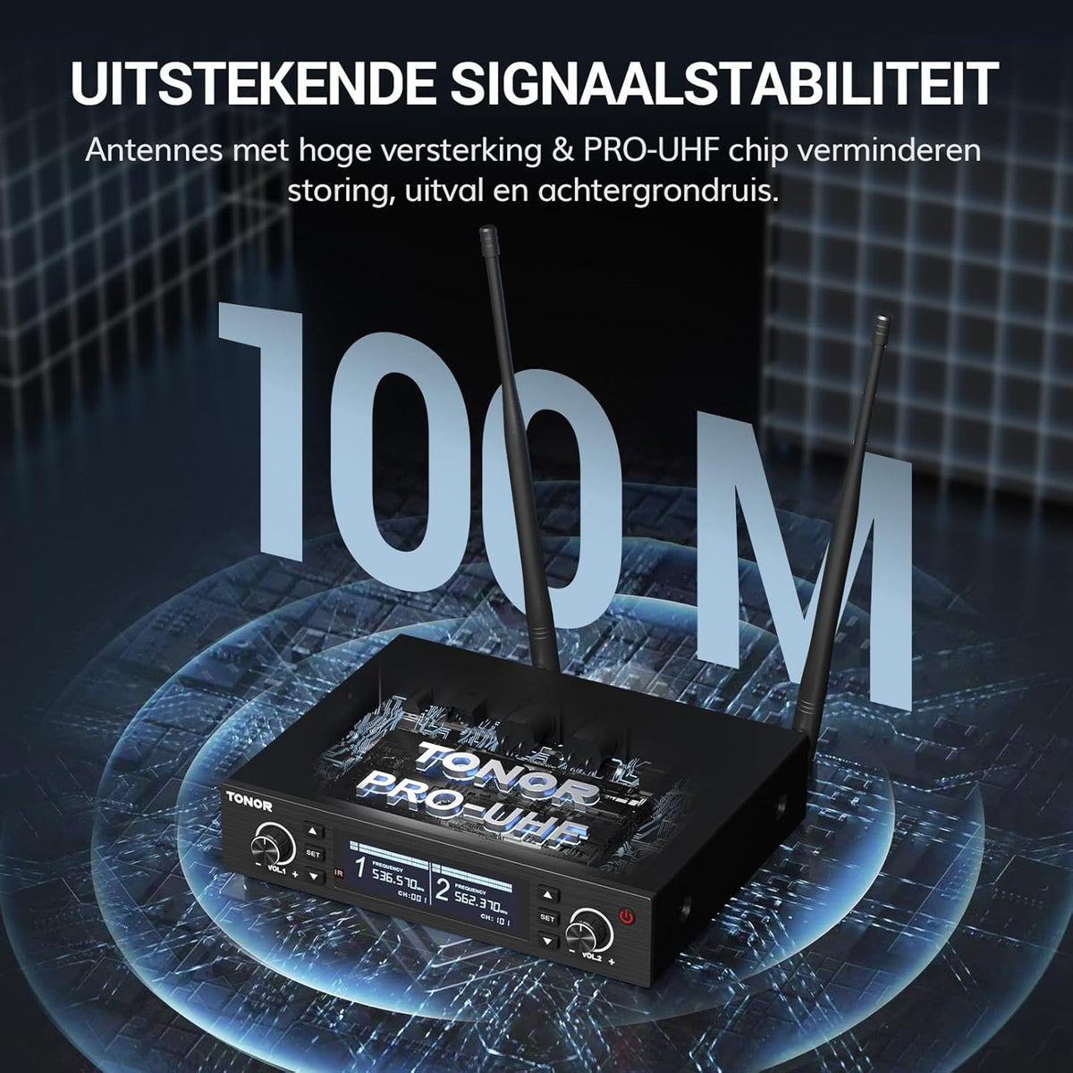 Draadloos microfoonsysteem – Draadloze microfoon, microfoonset, karaoke microfoon, set van 2 – Auto-Scan & IR-Koppeling – Bereik Tot 100 Meter