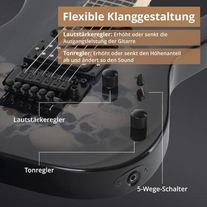 Rocktile Pro JK150-BSK E-Gitaar Skull