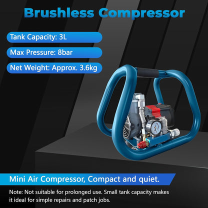Accucompressor – Persluchtcompressor – Luchtcompressor – Kleine Compressor – Draagbare Compressor – 8 Bar Werkdruk – 3 Liter Capaciteit