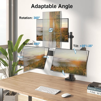 PUTORSEN Monitorhouder, 3 monitoren voor 17-32 inch beeldscherm, monitorhouder, 3 monitoren, in hoogte verstelbaar, met 9 kg per arm, 67 cm stang, zwenkbaar, kantelbaar, VESA 75/100 mm