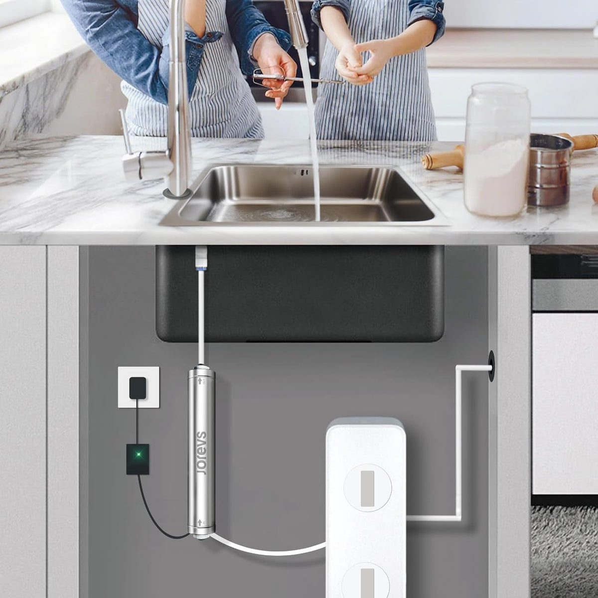 UV water filter: UV LED water purifier under the sink, reduces up to 99.999% of bacteria, maintenance-free for reverse osmosis system with instant flow sensor - QUORE