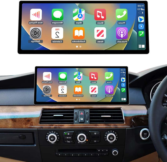 Road Top CarPlay Screen, 12.3 inch Car Radio Touch Screen for BMW 5 Series E60/E61 with CIC System (2008-2010 year), Car Stereo with Narrow Bezel, Compatible with Apple CarPlay/Android Auto/MirrorLink - QUORE