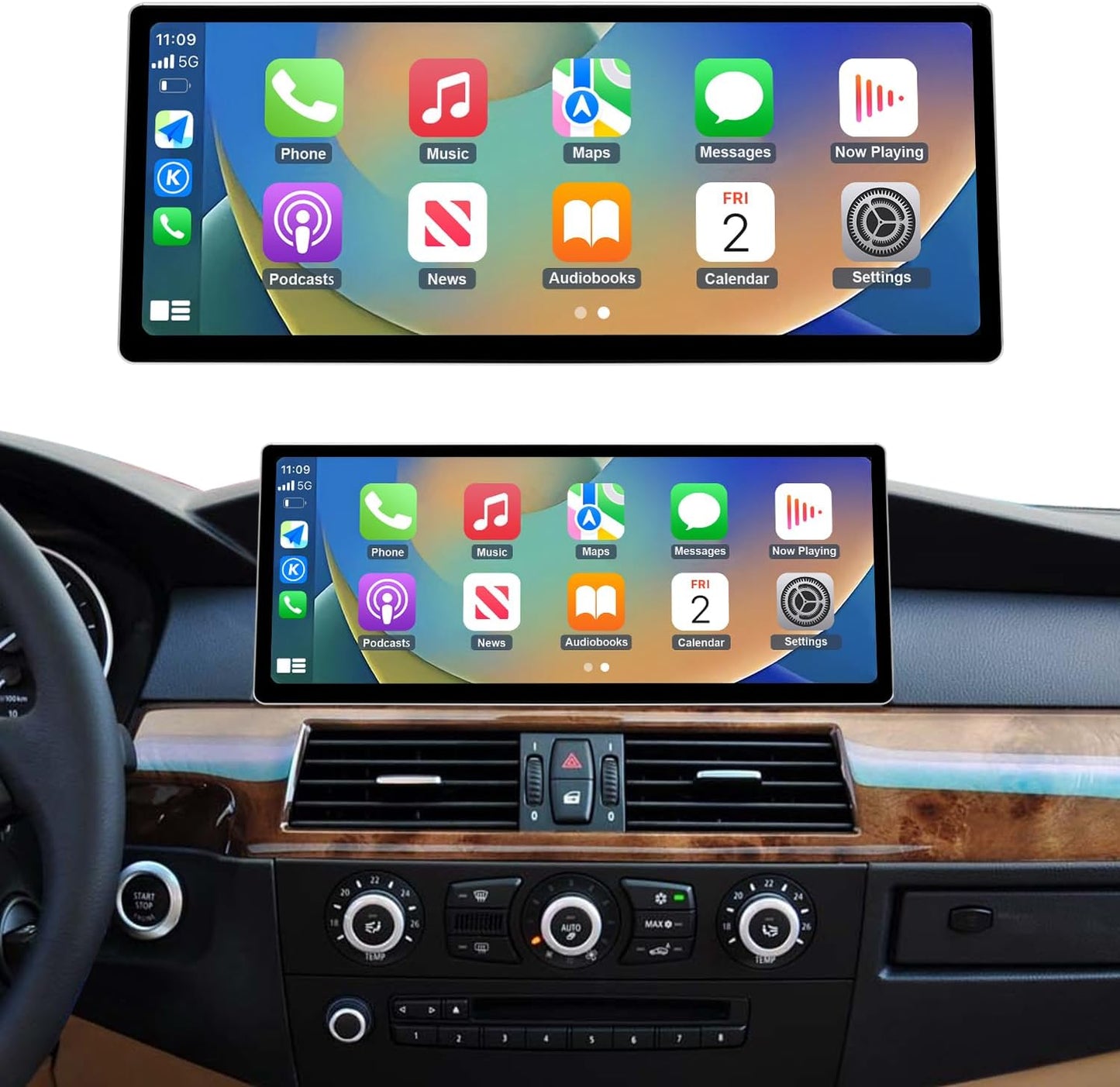 CarPlay Scherm – Autoradio Display – Multimedia Touchscreen – Auto Interface – Inbouw Scherm – 12,3 Inch HD IPS Scherm – Draadloze Apple CarPlay & Android Auto