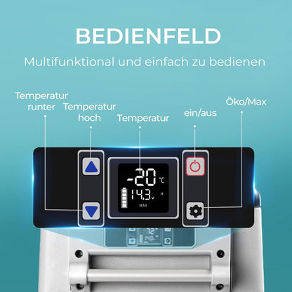EUHOMY Compressor-koelbox, 30,6 liter, 12 V/24 V DC, koel-vriescombinatie (-20 °C ~ 20 °C) met app en lcd-display, draagbare campingkoelkast voor camper, auto, boot, 3-traps batterijbescherming (ECO