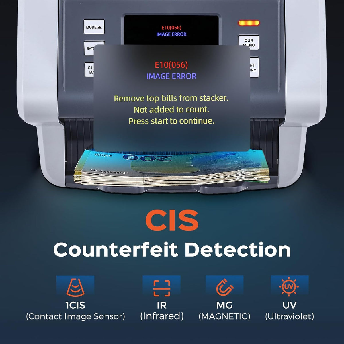 Bonvoisin Professionele bankbiljettenteller, waardetelling voor gemengde sneden, geldtelmachine met valse herkenning 1CIS/UV/IR/MG, bankbiljettenteller touchscreen, 1500 bankbiljetten/min