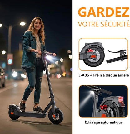SISIGAD Elektrische step voor volwassenen, 10 inch, elektrische step met app, maximaal bereik 42 km accu 36 V 10,4 Ah opvouwbare elektrische step met maximale snelheid 25 km/u, motor 350 W, met