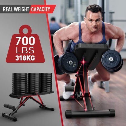 Verstelbare Halterbank – Verstelbare Trainingsbank – Krachtbank – Fitnessbank – Zwart – 328 kg Draagvermogen – Inklapbaar & Ruimtebesparend - QUORE