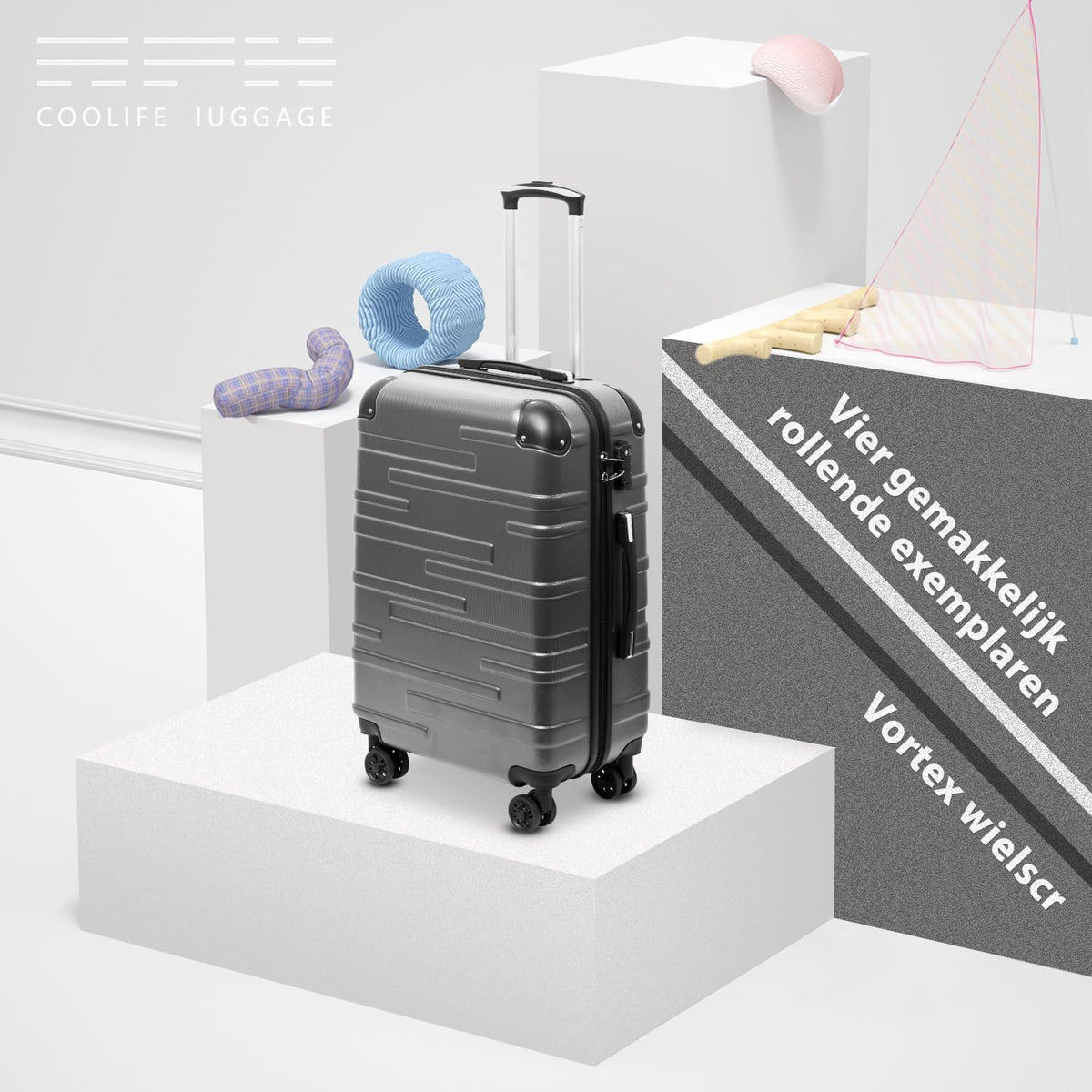 COOLIFE Reiskoffer hardshell koffer Grote Inchecken Uitbreidbare Koffer Bagage Lichtgewicht Reiskoffer incl. TSA-slot trolley bagage rolkoffer 4 wielen ABS harde schaal (Meer Blauw, 77cm-93L)