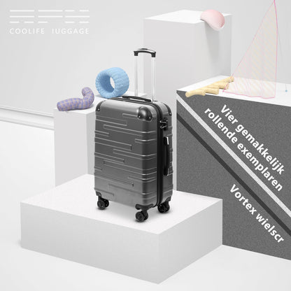 COOLIFE Reiskoffer hardshell koffer Grote Inchecken Uitbreidbare Koffer Bagage Lichtgewicht Reiskoffer incl. TSA-slot trolley bagage rolkoffer 4 wielen ABS harde schaal (Meer Blauw, 77cm-93L)
