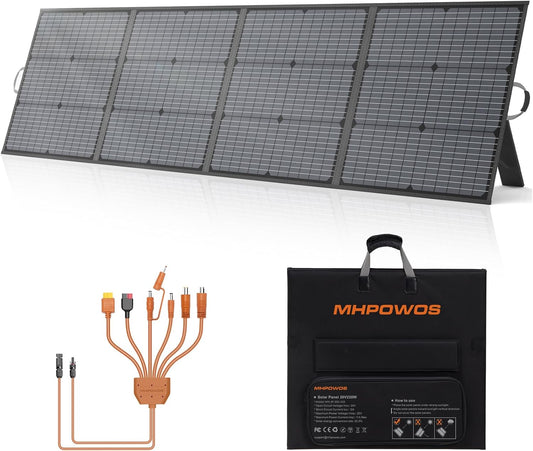 Draagbaar zonnepaneel, 220 W, 20 V, monokristallijn opvouwbaar zonnepaneel, power back-up, IP67 waterdicht en duurzame zonne-oplader, zonnepaneelkit voor powerstation, camper, camping