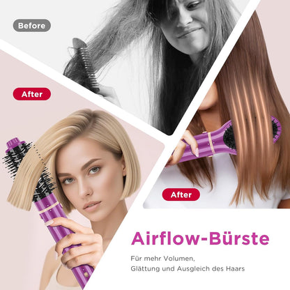 6-in-1 airstyler met airstyler en auto-wrap-krulopzetstukken, PARWIN PRO BEAUTY ionen-haardroger, warmluchtborstelset, 110.000 tpm hoge toerige motor, voor drogen, gladmaken, volume en krullen, rood