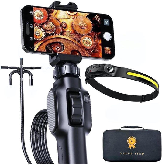 VALUEFIND Frankrijk 1920P Industriële Endoscoop Auto Focus Camera Kit met 8 LEDs/Endoscoop Draaibare Kop 2 m Kabel voor Android/iPhone + Een Koplamp