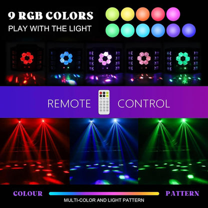 Lichtspel, discolicht, 100 W, feestlicht, bijenoog, uv-flitslicht, 14 DMX-kanalen met spraakbediening, afstandsbediening, geschikt voor bruiloft, verjaardagsfeest, Halloween