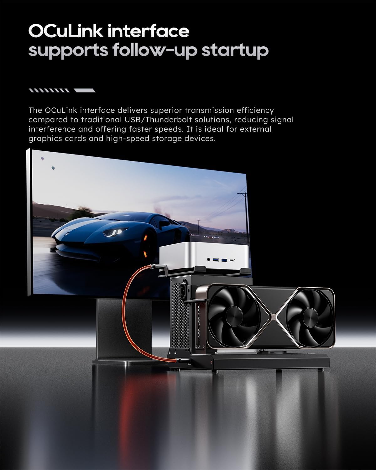 AOOSTAR EG01 eGPU Dock Station with OCuLink, External GPU Graphics Card Docking Station PCIex16 (PCIe4.0x4) 64Gbps, 150W DC, Supports ATX/SFX Standard Power Supply, for Mini Pcs/Laptops/Graphics - QUORE