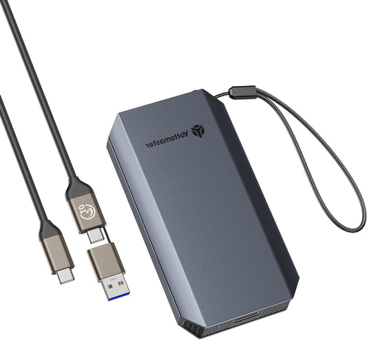 Yottamaster 2TB External SSD, up to 460MB/s, 2-in-1 USB-C/A Cable with Carry Strap, Portable SSD, Compatible with iPhone 16/Smartphone/Tablet/Laptop - QUORE