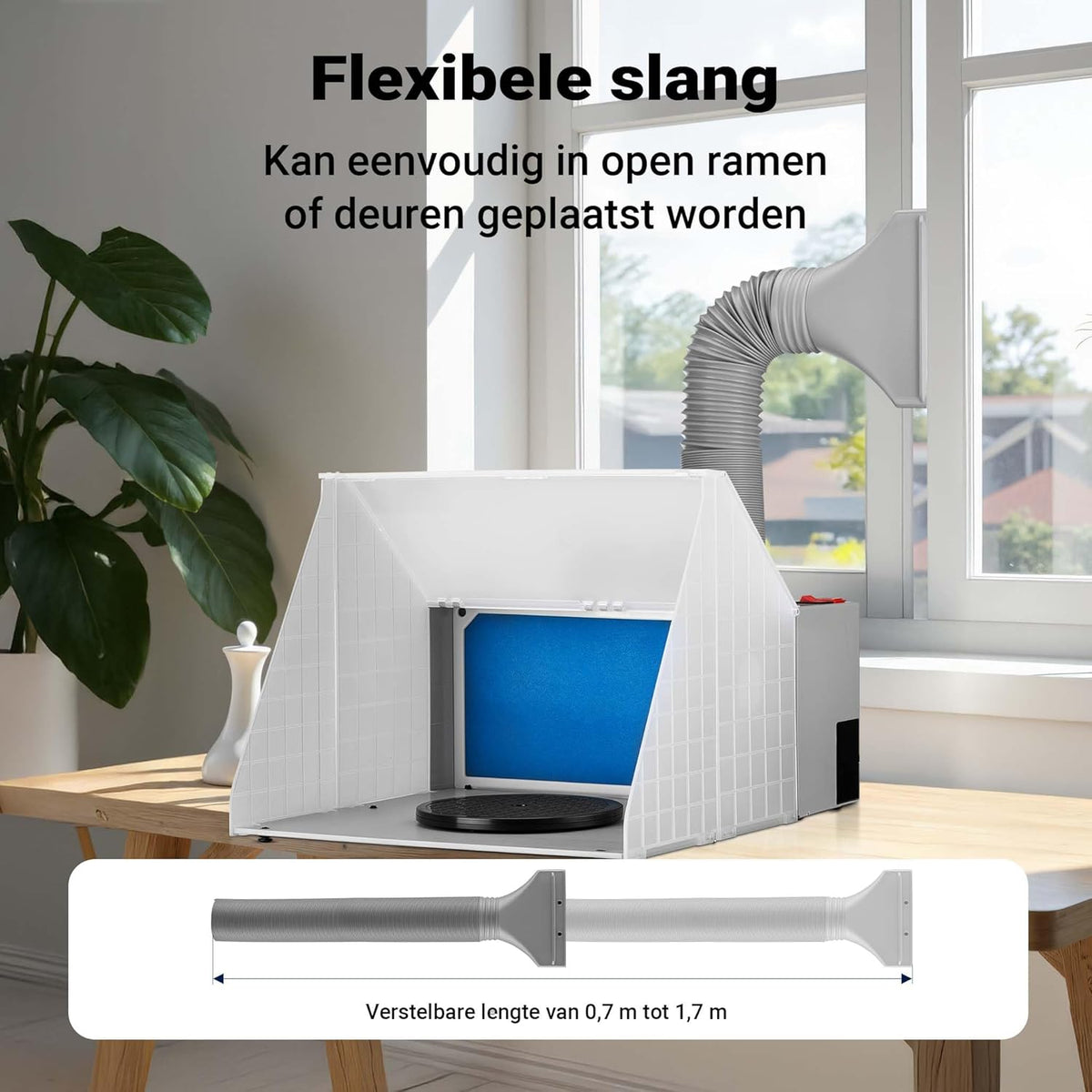 Wiltec set afzuigsysteem 4 m³/min met afzuigslang en filter voor verf- en soldeerdampen, afzuiginstallie voor het wegzuigen van lucht bij fijne deeltjes