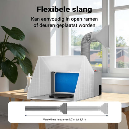 Wiltec set afzuigsysteem 4 m³/min met afzuigslang en filter voor verf- en soldeerdampen, afzuiginstallie voor het wegzuigen van lucht bij fijne deeltjes