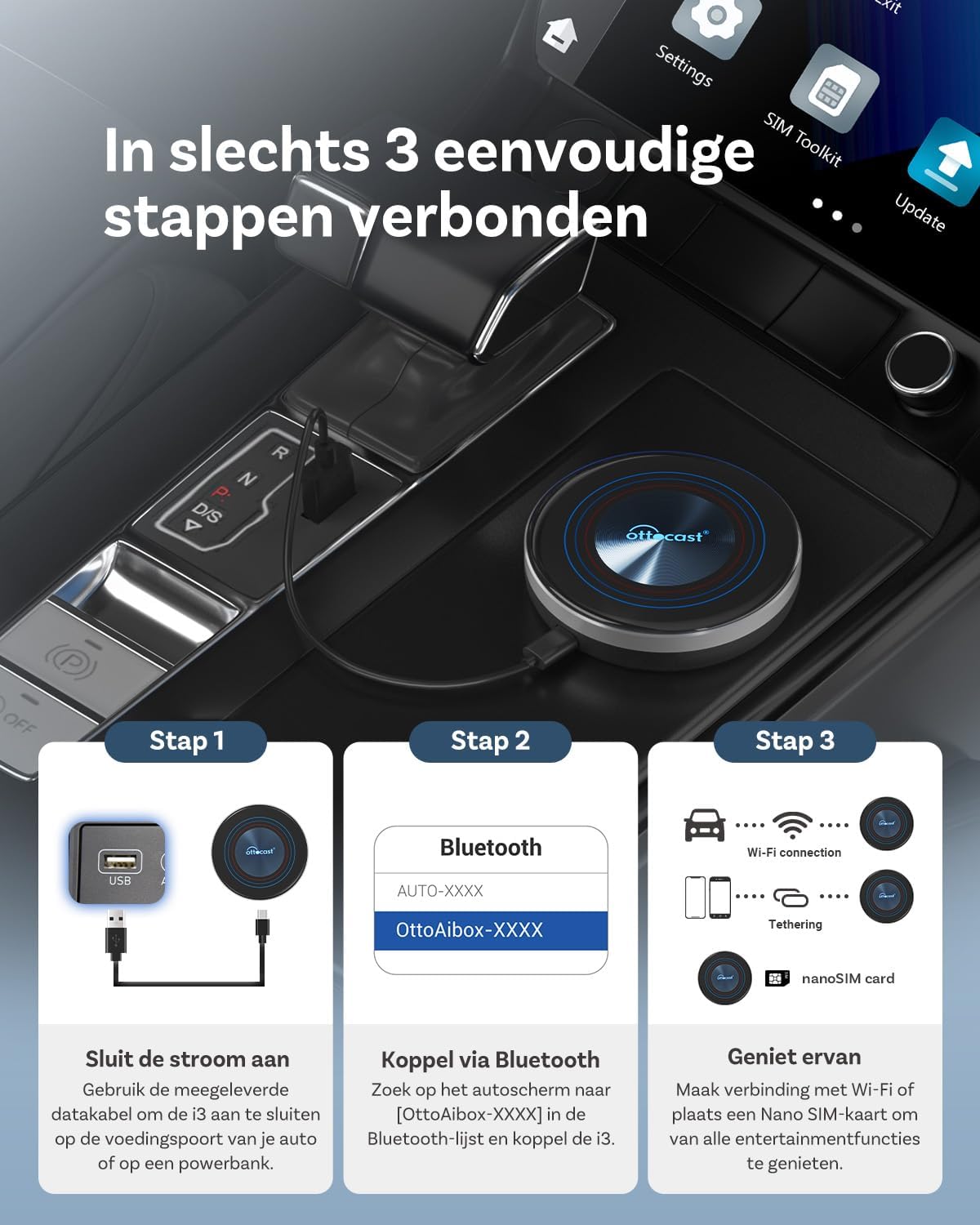 CarPlay Adapter – Car Dongle – Wireless CarPlay – Android Auto Adapter – Draadloze Auto Adapter – Android 13 Systeem – 4GB RAM + 64GB Opslag