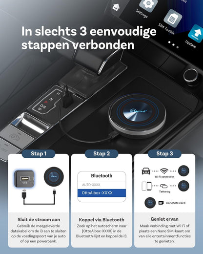 CarPlay Adapter – Car Dongle – Wireless CarPlay – Android Auto Adapter – Draadloze Auto Adapter – Android 13 Systeem – 4GB RAM + 64GB Opslag