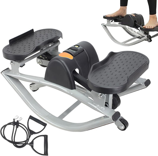 Exercise Step Machine, Portable Leg Trainer with Resistance Band, Rock Stair Training Machine, ABS with Non-Slip Pedals and Adjustable Tension, Fitness Equipment for Glutes Abs