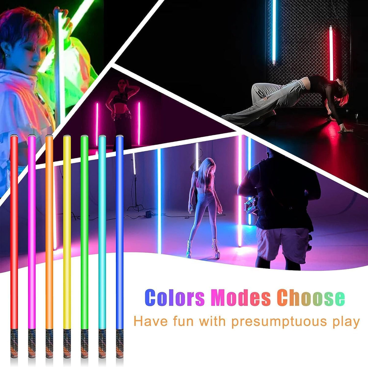 RGB led videolichtstaaf 120 cm set van 4 – Led video lichtstaaf – Led videolamp – RGB video light – Led handheld fotografie licht – Meer dan 500 lichtstanden – Ingebouwde accu