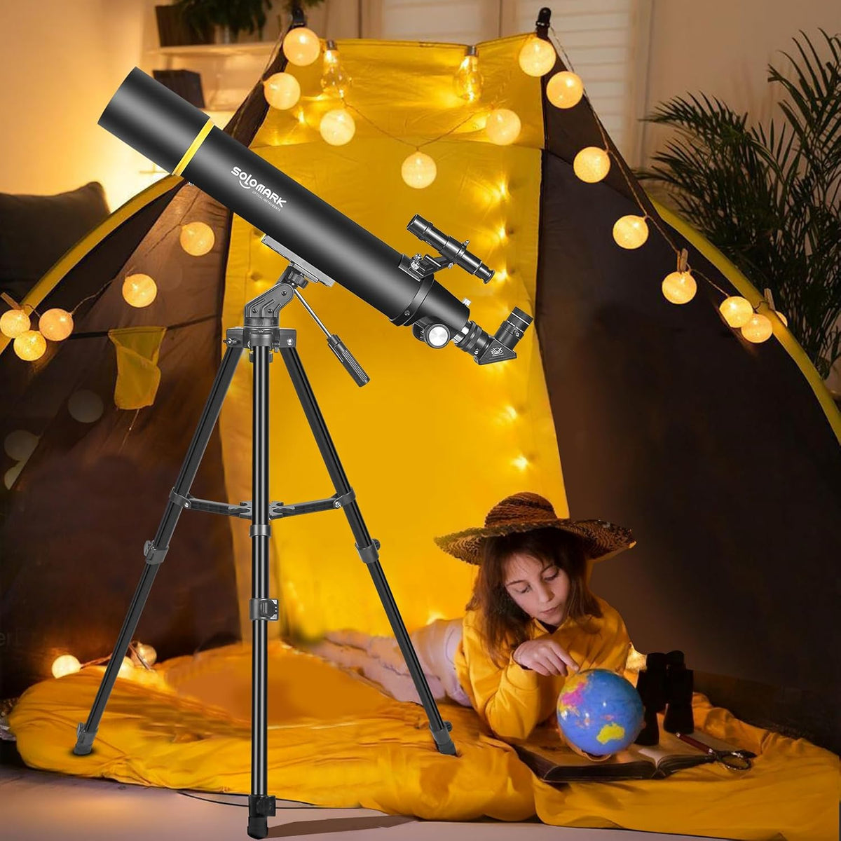Telescopen voor volwassenen astronomie, 80 mm diafragma 900 mm professionele refractortelescoop voor kinderen en beginners, compacte en draagbare reistelescoop met draagtas