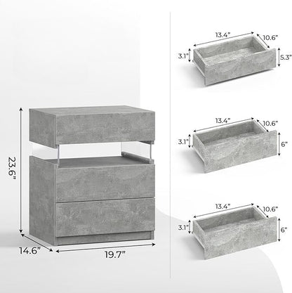 Nachtkastje met LED - Kast - Tafel - Slaapkamerdecoratie - Opbergruimte - 60 cm x 37 cm x 50 cm - Geel