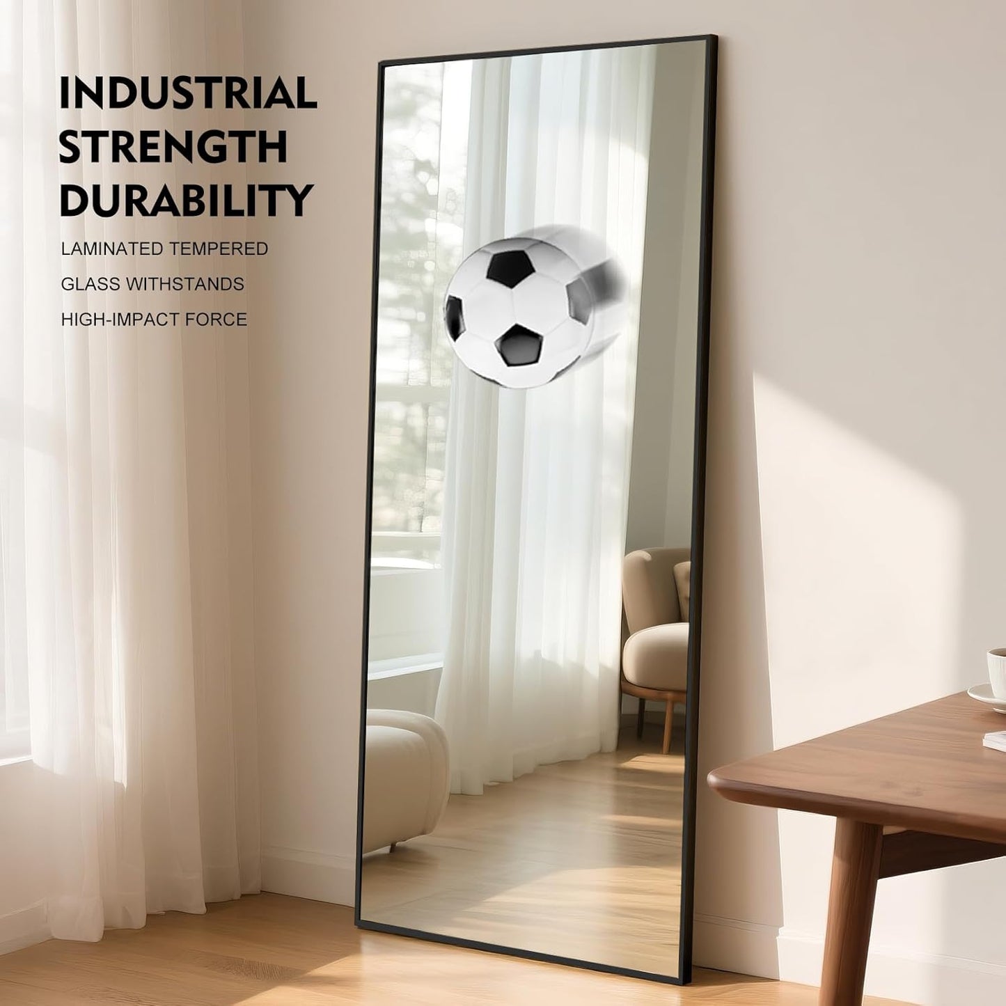 Full-Body Spiegel – Staande Spiegel – Wandspiegel – Grote Spiegel – Zwarte Spiegel – Extra Groot 180x76 cm – Robuust Aluminium Frame